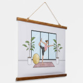 Danser Pose Yoga Stretch Oefenen Workout Vrouw Hangend Wandkleed (Gebogen)