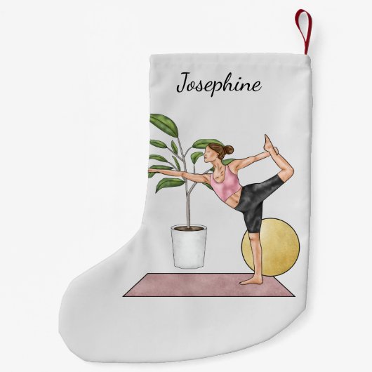 Danser Pose Yoga Stretch Oefenen Workout Vrouw Kleine Kerstsok (Achterkant)