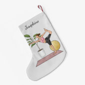 Danser Pose Yoga Stretch Oefenen Workout Vrouw Kleine Kerstsok (Achterkant (Hangend))