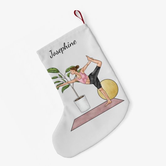 Danser Pose Yoga Stretch Oefenen Workout Vrouw Kleine Kerstsok (Achterkant (Hangend))