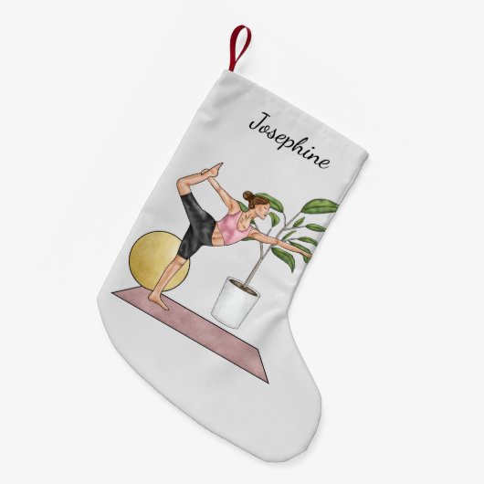 Danser Pose Yoga Stretch Oefenen Workout Vrouw Kleine Kerstsok (Voorkant (Hangend))