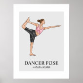 Danser Pose Yoga Stretch Oefenen Workout Vrouw Poster (Voorkant)