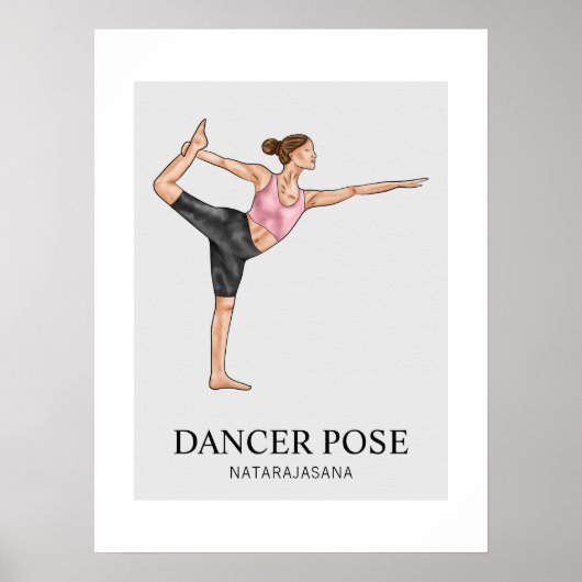 Danser Pose Yoga Stretch Oefenen Workout Vrouw Poster (Voorkant)