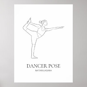 Danser Pose Yoga Vrouw Minimalistische Zwarte Lijn Poster