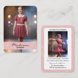 Danser Ruilkaarten Roze Pailletten Foto Visitekaartje