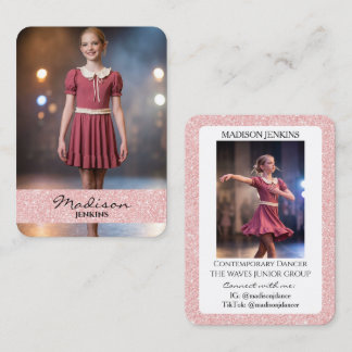 Danser Ruilkaarten Roze Pailletten Foto Visitekaartje
