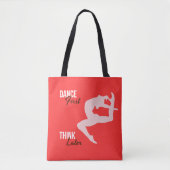 Danser Silhouette & Quote op Vermillion Achtergron Tote Bag (Voorkant)