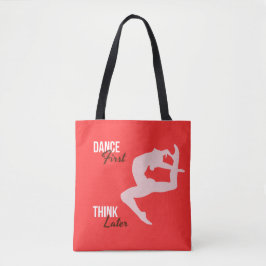 Danser Silhouette & Quote op Vermillion Achtergron Tote Bag
