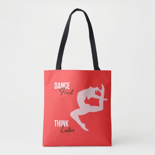Danser Silhouette & Quote op Vermillion Achtergron Tote Bag (Voorkant)