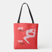 Danser Silhouette & Quote op Vermillion Achtergron Tote Bag (Achterkant)