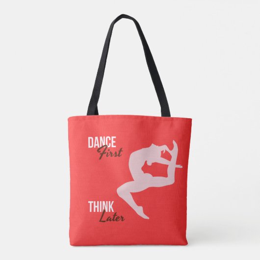 Danser Silhouette & Quote op Vermillion Achtergron Tote Bag (Achterkant)