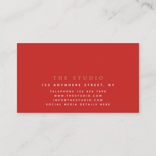 Danser/Studio/Minimalistisch Rood/Goud silhouet Visitekaartje (Achterkant)