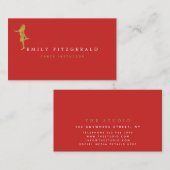Danser/Studio/Minimalistisch Rood/Goud silhouet Visitekaartje (Voorkant / Achterkant)