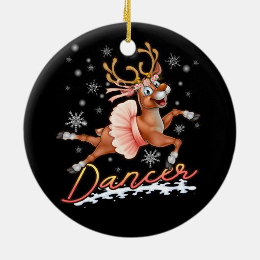 Danser Vrolijk Kerstfeest Dansend Rendier Herten X Keramisch Ornament (Achterkant)