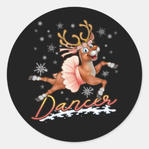 Danser Vrolijk Kerstfeest Dansend Rendier Herten X Ronde Sticker