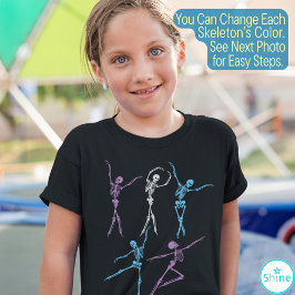 danserend skelettje ballerina spooky balletdanser t-shirt