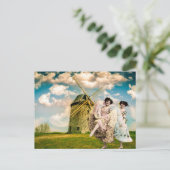  danserende bladermeisjes en windmollen briefkaart (Staand voorkant)