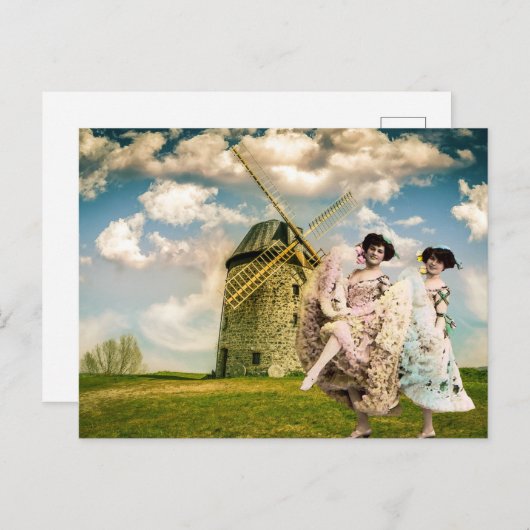  danserende bladermeisjes en windmollen briefkaart (Voorkant / Achterkant)