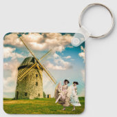 danserende bladermeisjes en windmollen sleutelhanger (Achterkant)