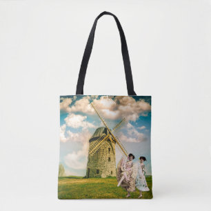 danserende bladermeisjes en windmollen tote bag