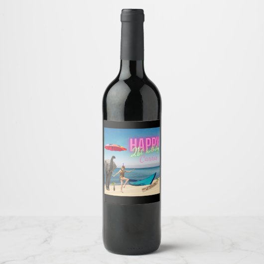  danseres 21ste verjaardag Gewijzigde kunst Wijn Etiket (Voorkant)