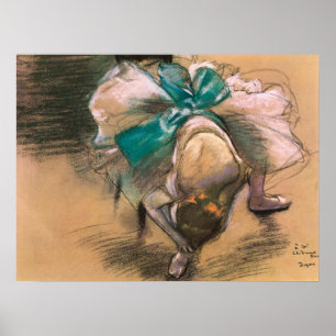 Danseres die haar linten strikte door Edgar Degas Poster