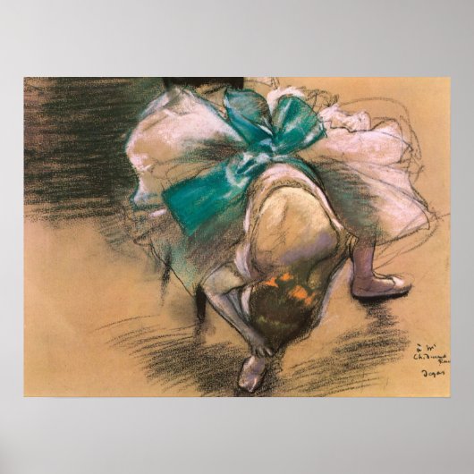 Danseres die haar linten strikte door Edgar Degas Poster (Voorkant)