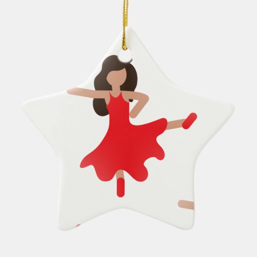 danseres emoji keramisch ornament (Voorkant)