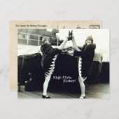  danseres hoge vijf gelukwensen briefkaart (Voorkant / Achterkant)