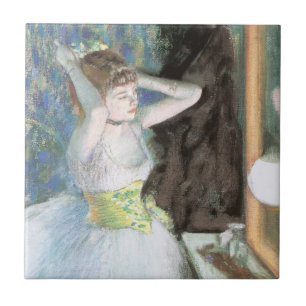 Danseres in haar kleedkamer door Edgar Degas Tegeltje