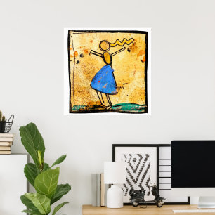 Danseres met blauwe rok schilderij door Egon Schie Poster