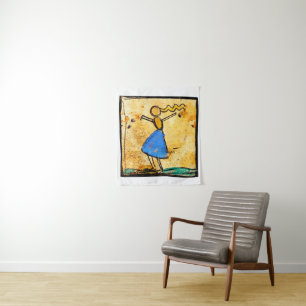 Danseres met blauwe rok schilderij door Egon Schie Wandkleed