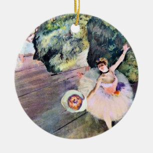 Danseres met een Bloemenboeket van Edgar Degas Keramisch Ornament