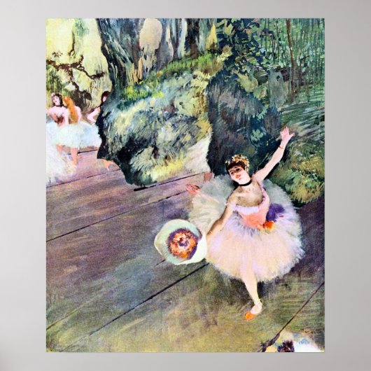 Danseres met een Boeket Bloemen door Edgar Degas Poster (Voorkant)