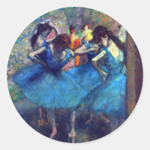 Danseressen in het Blauw door Edgar Degas, Vintage Ronde Sticker