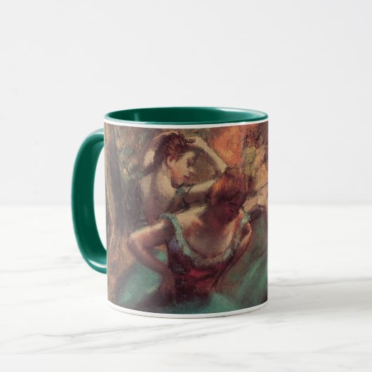 Danseressen, Roze en Groen door Edgar Degas Mok (Voorkant links)