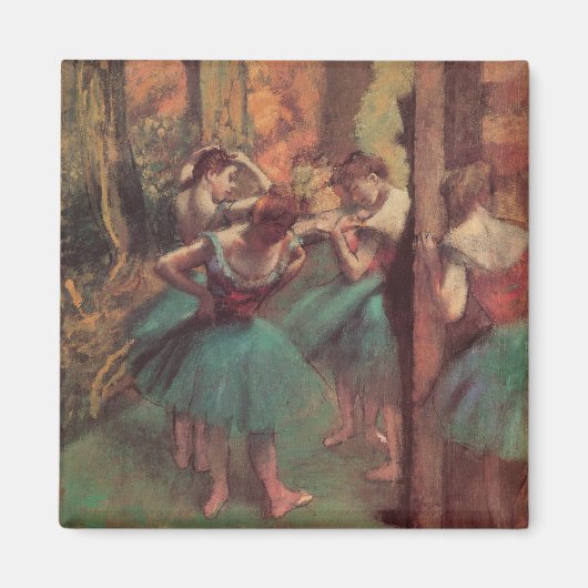 Danseressen, Roze en Groen van Edgar Degas Magneet (Voorkant)