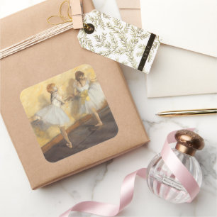 Dansers aan de Bar door Edgar Degas, Vintage Balle Vierkante Sticker