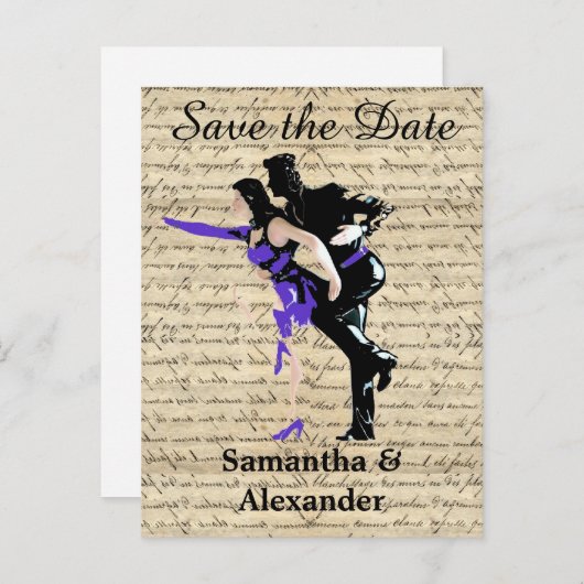 dansers bewaren de datum aankondigingskaart (Voorkant / Achterkant)