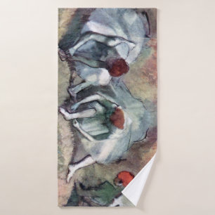 dansers die hun schoenen binden, Edgar Degas Badhanddoek