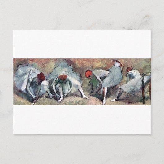 dansers die hun schoenen binden, Edgar Degas Briefkaart (Voorkant)