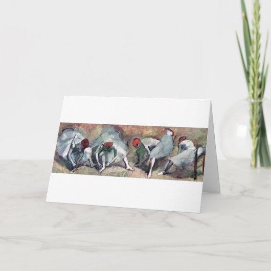 dansers die hun schoenen binden, Edgar Degas Kaart (Voorkant)