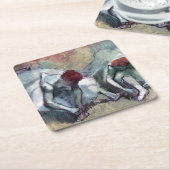 dansers die hun schoenen binden, Edgar Degas Kartonnen Onderzetters (Schuin)