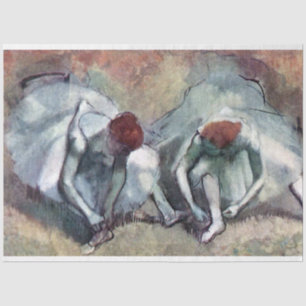 dansers die hun schoenen binden, Edgar Degas Tissuepapier
