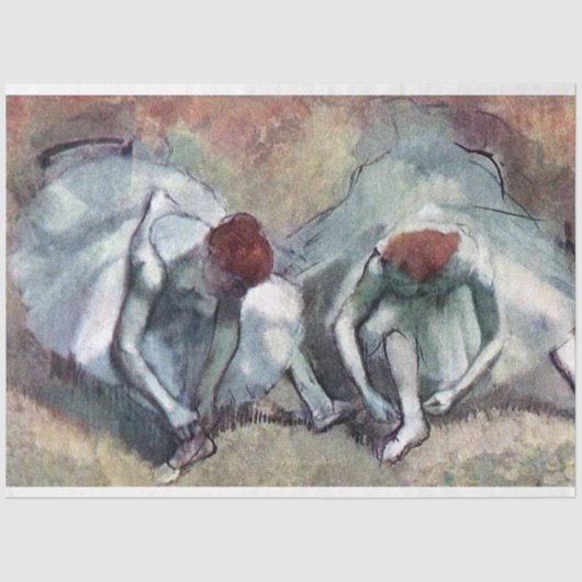 dansers die hun schoenen binden, Edgar Degas Tissuepapier (Voorkant)