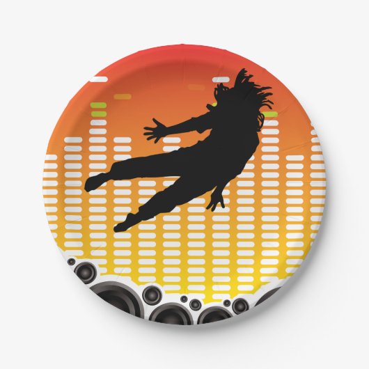 dansers en luidsprekers papieren bordje (Voorkant)