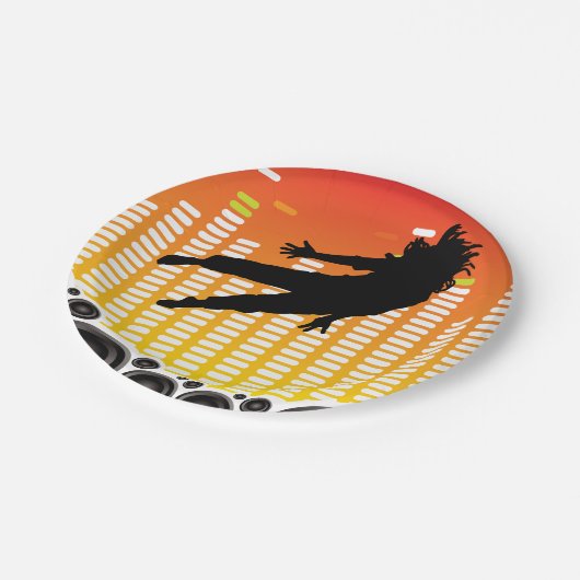 dansers en luidsprekers papieren bordje (Gekanteld)