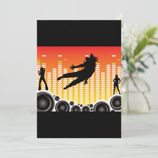 Dansers en luidsprekers uitnodiging (Staand voorkant)