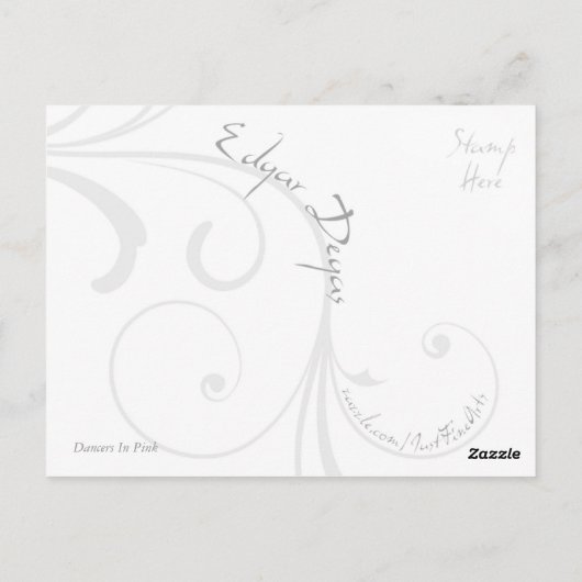 dansers in roze briefkaart (Achterkant)