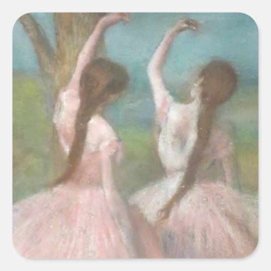 Dansers in Roze Edgar Degas Vierkante Sticker (Voorkant)